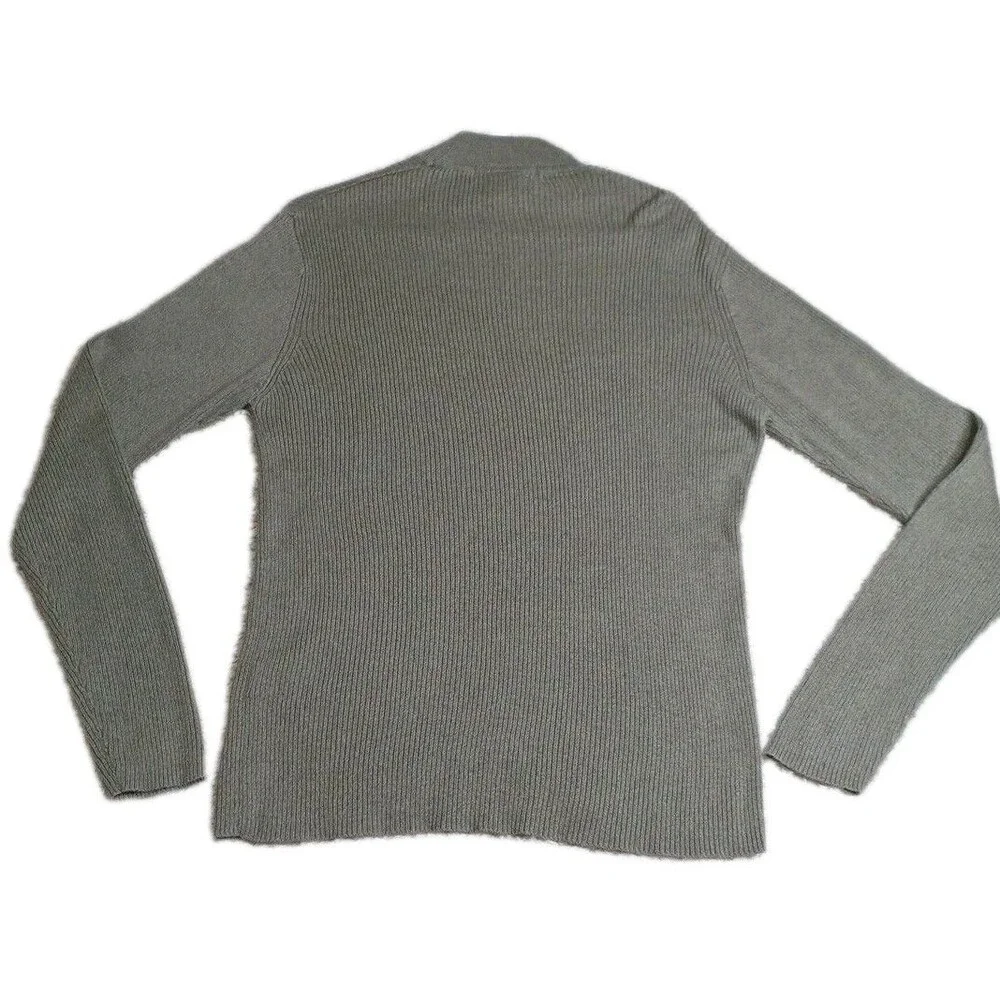 Perry Ellis Mens Sweater Large L Moss Green Long Sleeve Mock Neck Pullover Knit